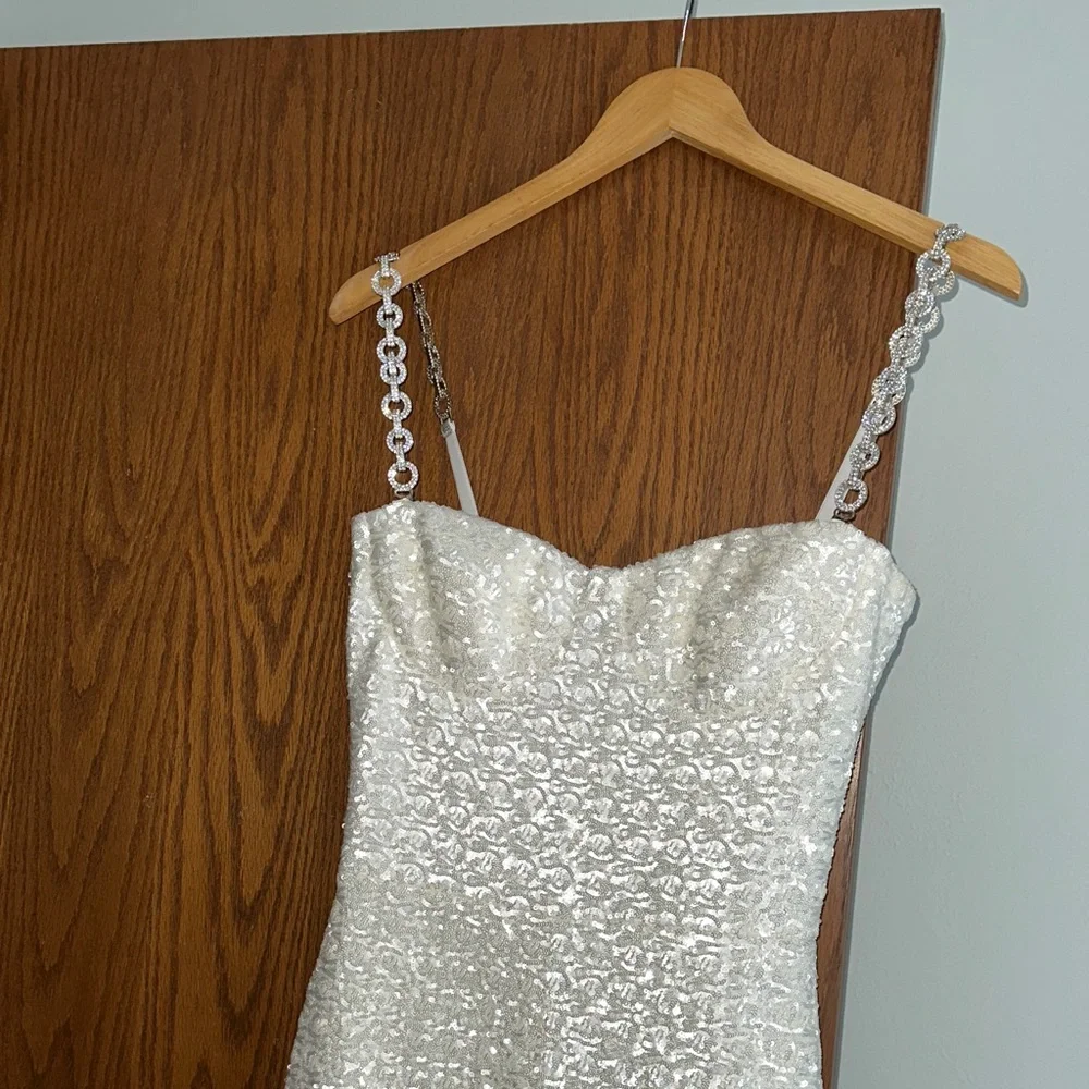 NADINE MERABI Ivory Sequin Strap jumpsuit - Picture 2 of 9